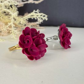 Sziromfelhős gyűrű - burgundi - állítható alapon