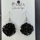 Sziromfelhő díszítésű kerek fülbevaló - fekete - ezüst