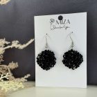 Sziromfelhő díszítésű kerek fülbevaló - fekete - ezüst