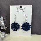 Sziromfelhő díszítésű kerek fülbevaló - navy blue - ezüst