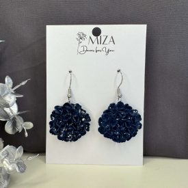   Sziromfelhő díszítésű kerek fülbevaló - navy blue - ezüst