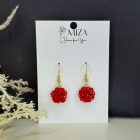 Sziromfelhő díszítésű kerek fülbevaló - piros - arany