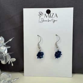   Sziromfelhő díszítésű kerek fülbevaló - navy blue - ezüst - mini