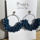 Sziromfelhő díszítésű karika fülbevaló - navy blue - ezüst