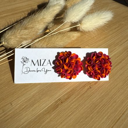 Kicsi sziromfelhős bedugós fülbevaló - tarka (magenta - bíbor - narancs)