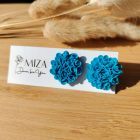 Közepes sziromfelhős bedugós fülbevaló- türkiz kék