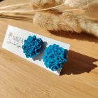 Közepes sziromfelhős bedugós fülbevaló- türkiz kék