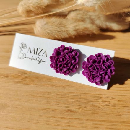 Közepes sziromfelhős bedugós fülbevaló- bíbor