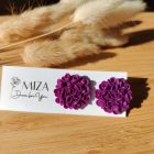 Közepes sziromfelhős bedugós fülbevaló- bíbor