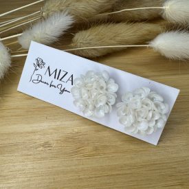 Nagy sziromfelhő bedugós fülbevaló - gyöngyház fehér