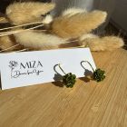 Mini sziromfelhős francia kapcsos fülbevaló - metál fényű arany zöld