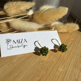   Mini sziromfelhős francia kapcsos fülbevaló - metál fényű arany zöld