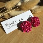 Nagy méretű sziromfelhős francia kapcsos fülbevaló - rózsaszín tarka