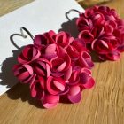 Nagy méretű sziromfelhős francia kapcsos fülbevaló - rózsaszín tarka