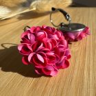 Nagy méretű sziromfelhős francia kapcsos fülbevaló - rózsaszín tarka