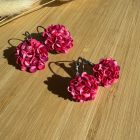 Nagy méretű sziromfelhős francia kapcsos fülbevaló - rózsaszín tarka