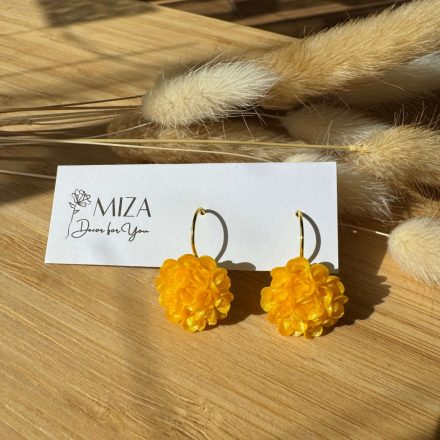 Kicsi sziromfelhős francia kapcsos fülbevaló - gyöngyházfényű citromsárga