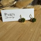 Mini sziromfelhős francia kapcsos fülbevaló - metál fényű arany zöld