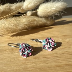   Mini sziromfelhős francia kapcsos fülbevaló - pasztell tarka
