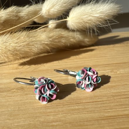 Mini sziromfelhős francia kapcsos fülbevaló - pasztell tarka