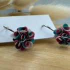 Mini sziromfelhős francia kapcsos fülbevaló - pasztell tarka