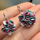 Mini sziromfelhős francia kapcsos fülbevaló - pasztell tarka