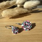 Kicsi sziromfelhős francia kapcsos fülbevaló - pasztell tarka