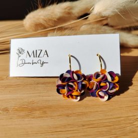 Kicsi sziromfelhős francia kapcsos fülbevaló - tarka