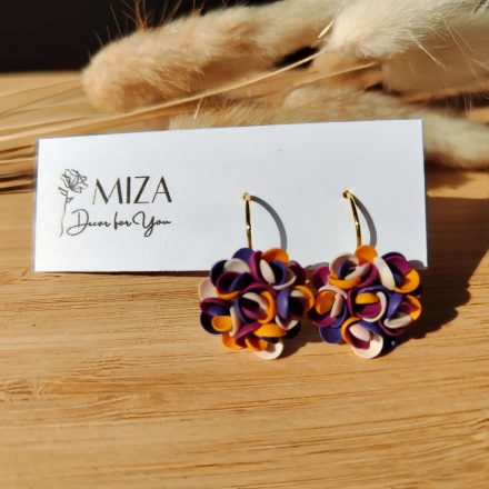 Kicsi sziromfelhős francia kapcsos fülbevaló - tarka