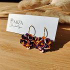 Kicsi sziromfelhős francia kapcsos fülbevaló - tarka