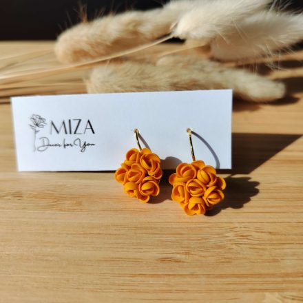 Kicsi sziromfelhős francia kapcsos fülbevaló - élénk mustársárga