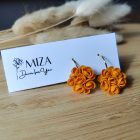 Kicsi sziromfelhős francia kapcsos fülbevaló - élénk mustársárga