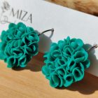 Nagy méretű sziromfelhős francia kapcsos fülbevaló - smaragd zöld