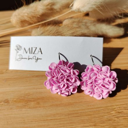 Nagy méretű sziromfelhős francia kapcsos fülbevaló - baba rózsaszín