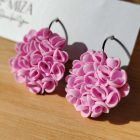 Nagy méretű sziromfelhős francia kapcsos fülbevaló - baba rózsaszín