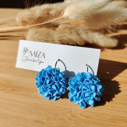 Nagy méretű sziromfelhős francia kapcsos fülbevaló - világoskék