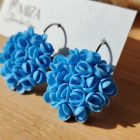 Nagy méretű sziromfelhős francia kapcsos fülbevaló - világoskék