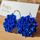 Nagy méretű sziromfelhős francia kapcsos fülbevaló - királykék