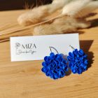 Nagy méretű sziromfelhős francia kapcsos fülbevaló - királykék