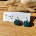 Kicsi sziromfelhős francia kapcsos fülbevaló - fenyőzöld