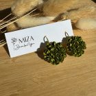 Nagy méretű sziromfelhős francia kapcsos fülbevaló - metál fényű arany zöld