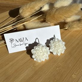   Nagy méretű sziromfelhős francia kapcsos fülbevaló - gyöngyház fényű fehér