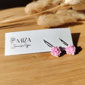   Mini sziromfelhős francia kapcsos fülbevaló - baba rózsaszín