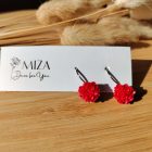 Mini sziromfelhős francia kapcsos fülbevaló -eper piros