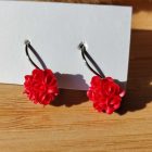 Mini sziromfelhős francia kapcsos fülbevaló -eper piros