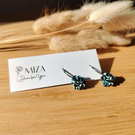 Mini sziromfelhős francia kapcsos fülbevaló - tarka zöld