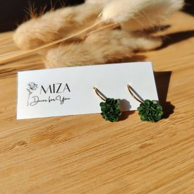 Mini sziromfelhős francia kapcsos fülbevaló - oliva zöld