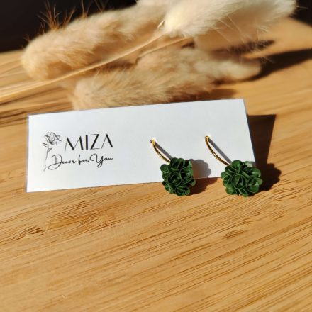 Mini sziromfelhős francia kapcsos fülbevaló - oliva zöld