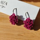 Mini sziromfelhős francia kapcsos fülbevaló - bordó