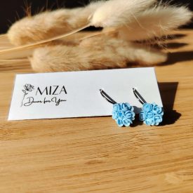   Mini sziromfelhős francia kapcsos fülbevaló - világos kék